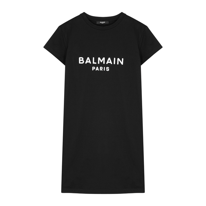 Balmain KIDS Black Logo Cotton T-shirt Dress (12-14+ Years)