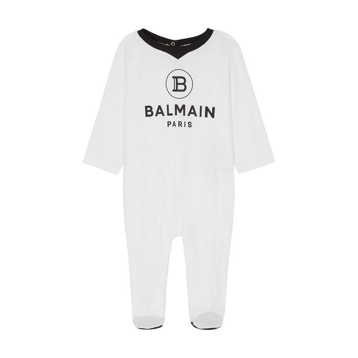 Balmain KIDS Monochrome Logo Cotton Babygrow Set