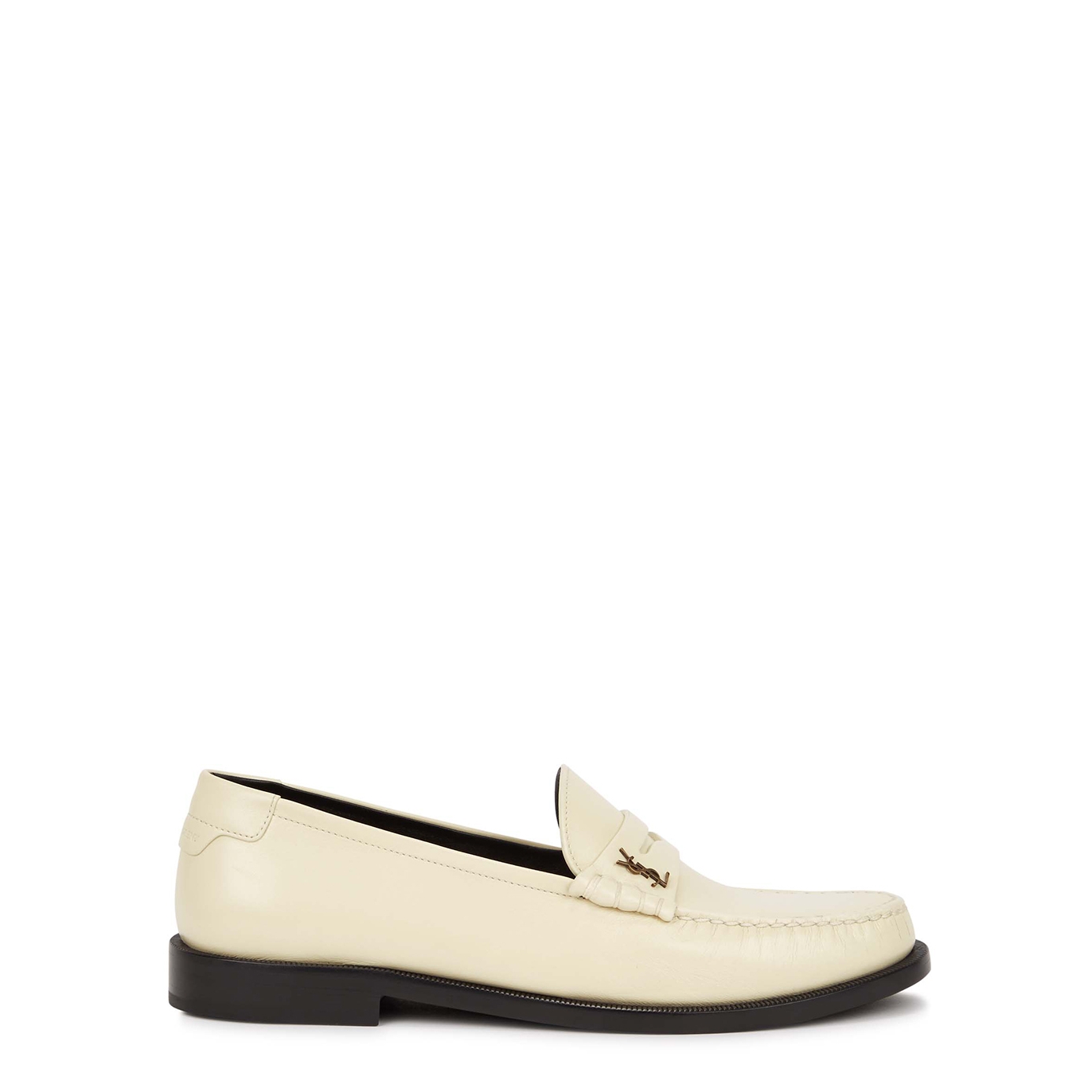 Saint Laurent Le Loafer Cream Leather Penny Loafers - Off White - 7