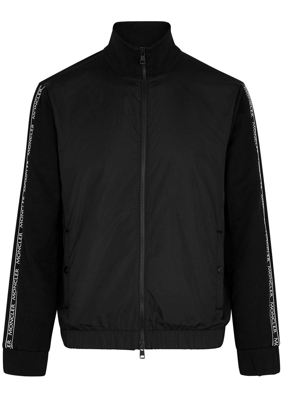 Moncler Black logo-trimmed panelled track jacket - Harvey Nichols