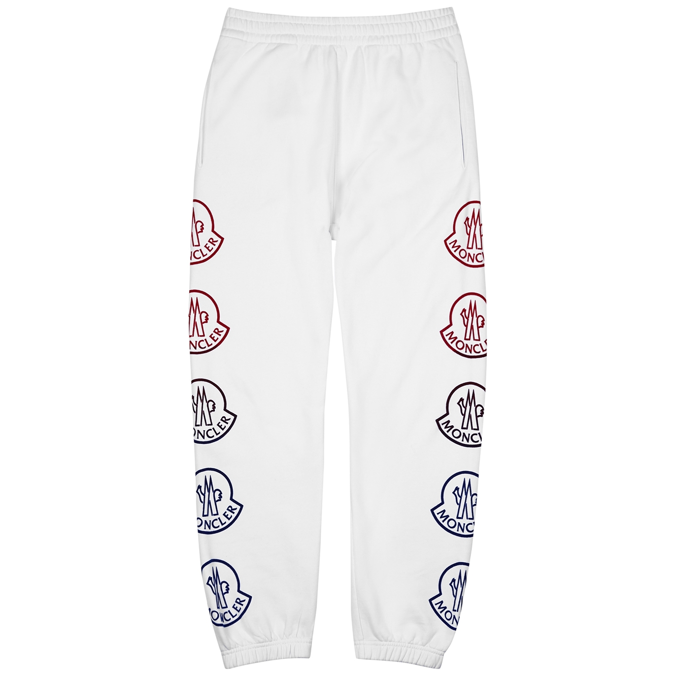 Moncler White Logo-flocked Cotton Sweatpants - M