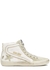Slide white distressed leather hi-top sneakers - Golden Goose