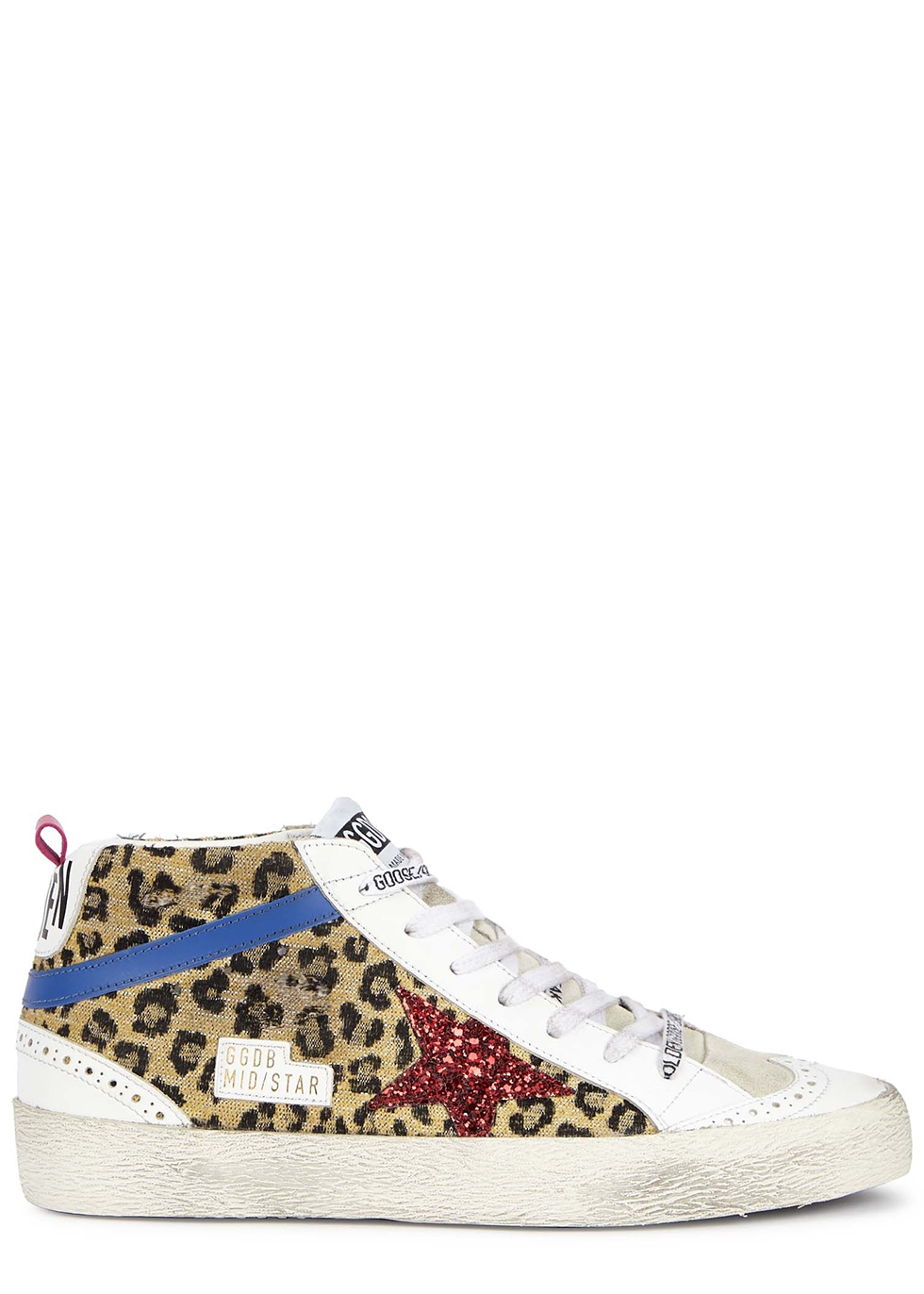 Mid Star leopard-print distressed sneakers