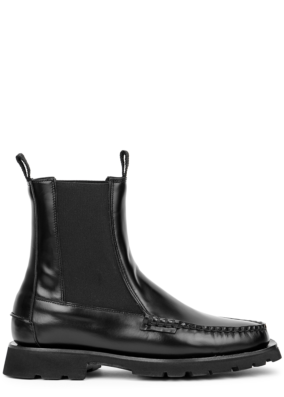 Alda black leather ankle boots