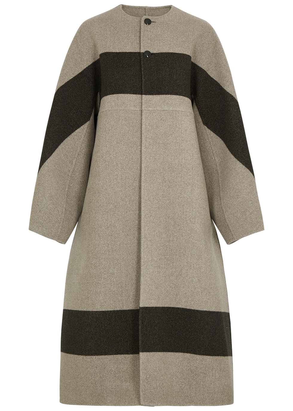 HYKE Taupe striped wool-twill coat