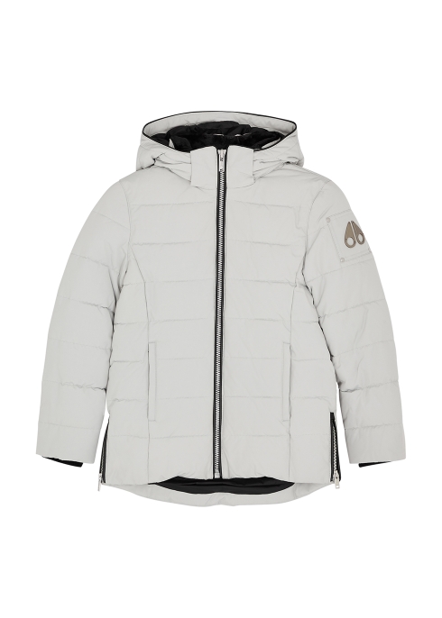 MOOSE KNUCKLES 3Q GREY QUILTED HOODED JACKET