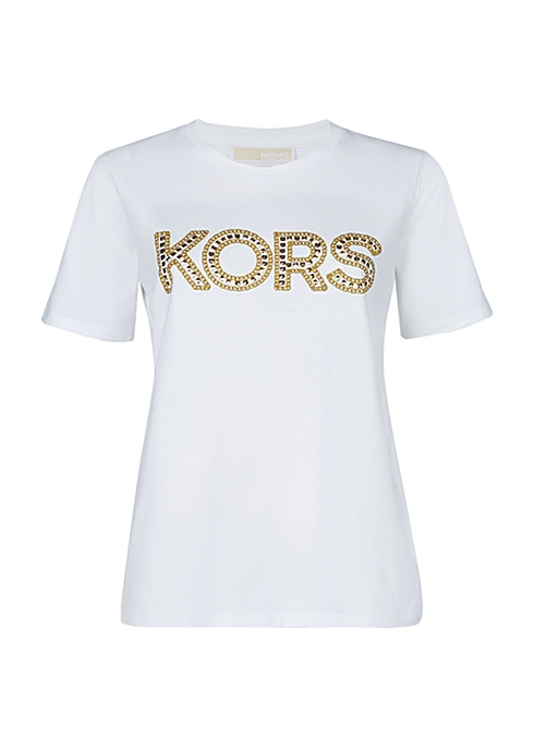 MICHAEL Michael Kors Studded logo organic cotton t-shirt - Harvey Nichols