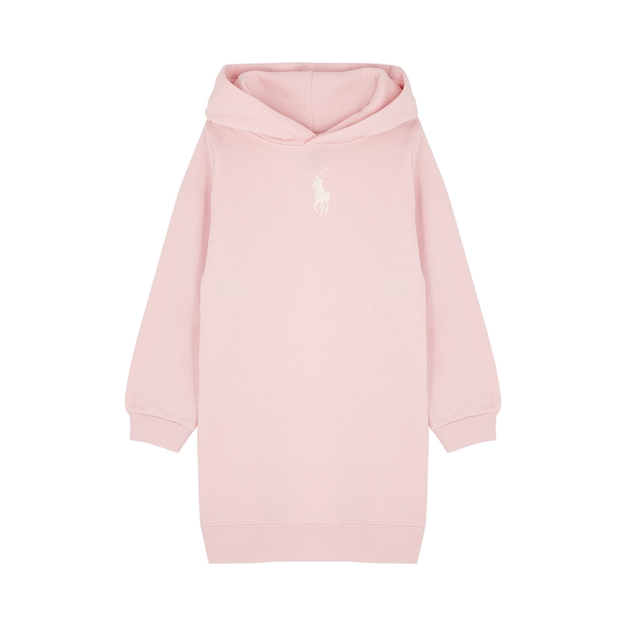 Polo Ralph Lauren Pink Hooded Cotton-blend Sweatshirt Dress