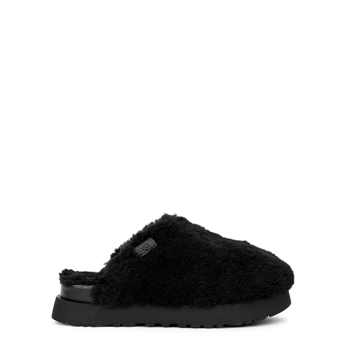 UGG Fuzz Sugar Black Wool-blend Slippers