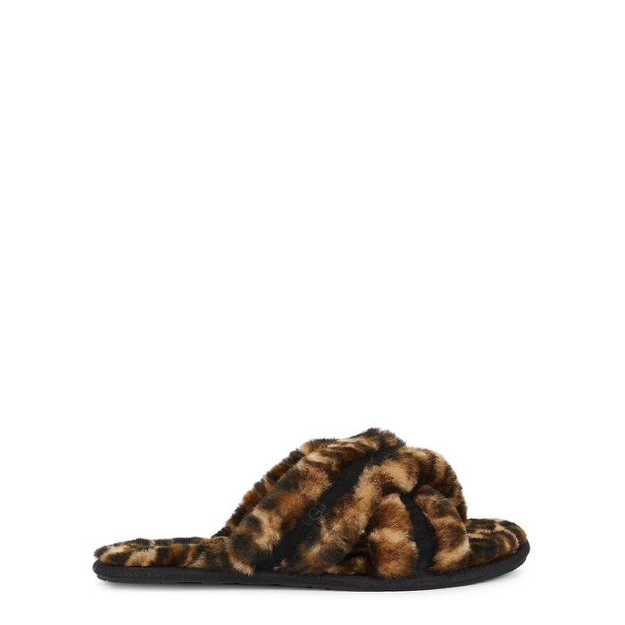 UGG Scuffita Leopard-print Shearling Slippers