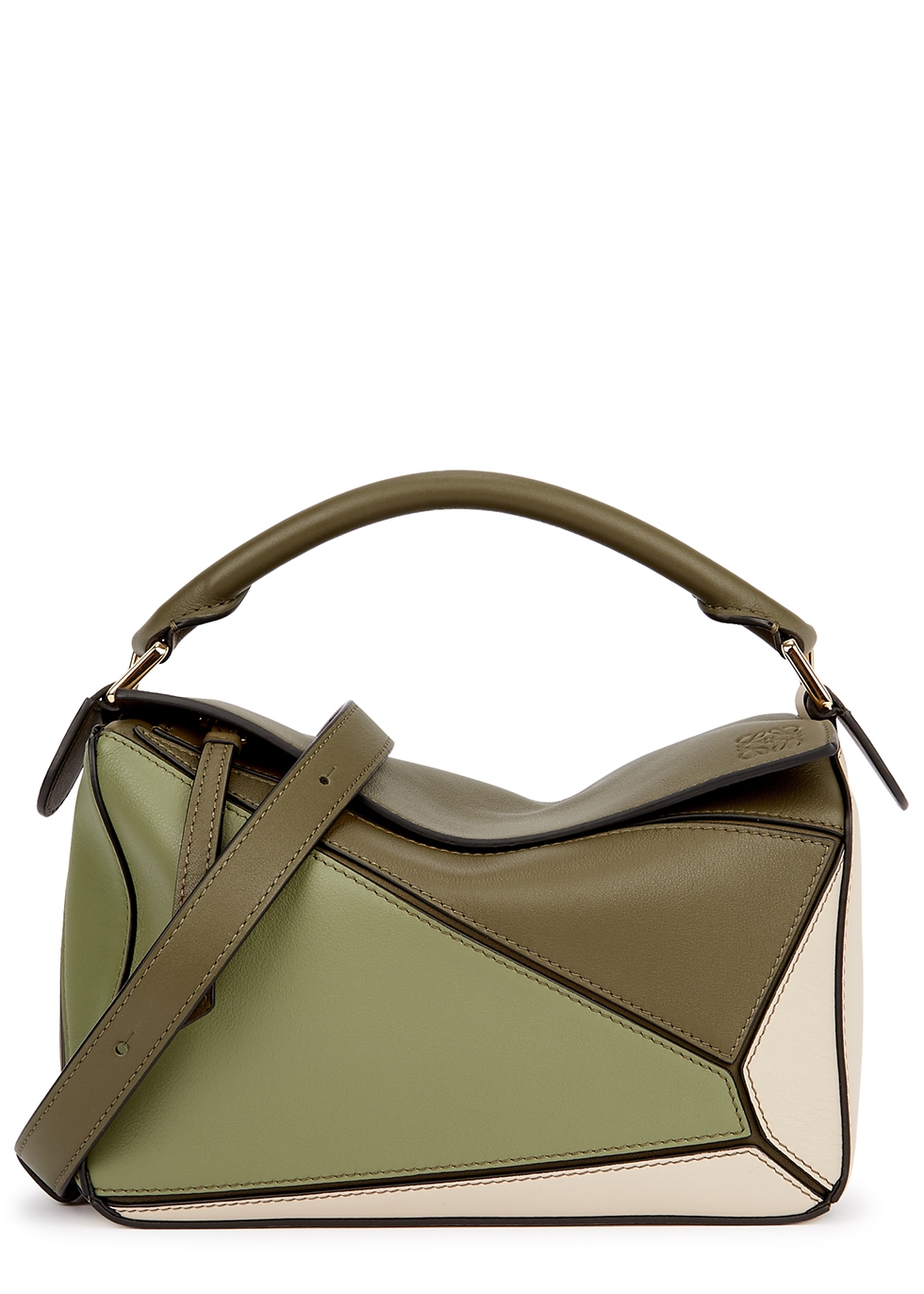 Loewe Puzzle Small Panelled Leather Cross-body Bag In Green | ModeSens