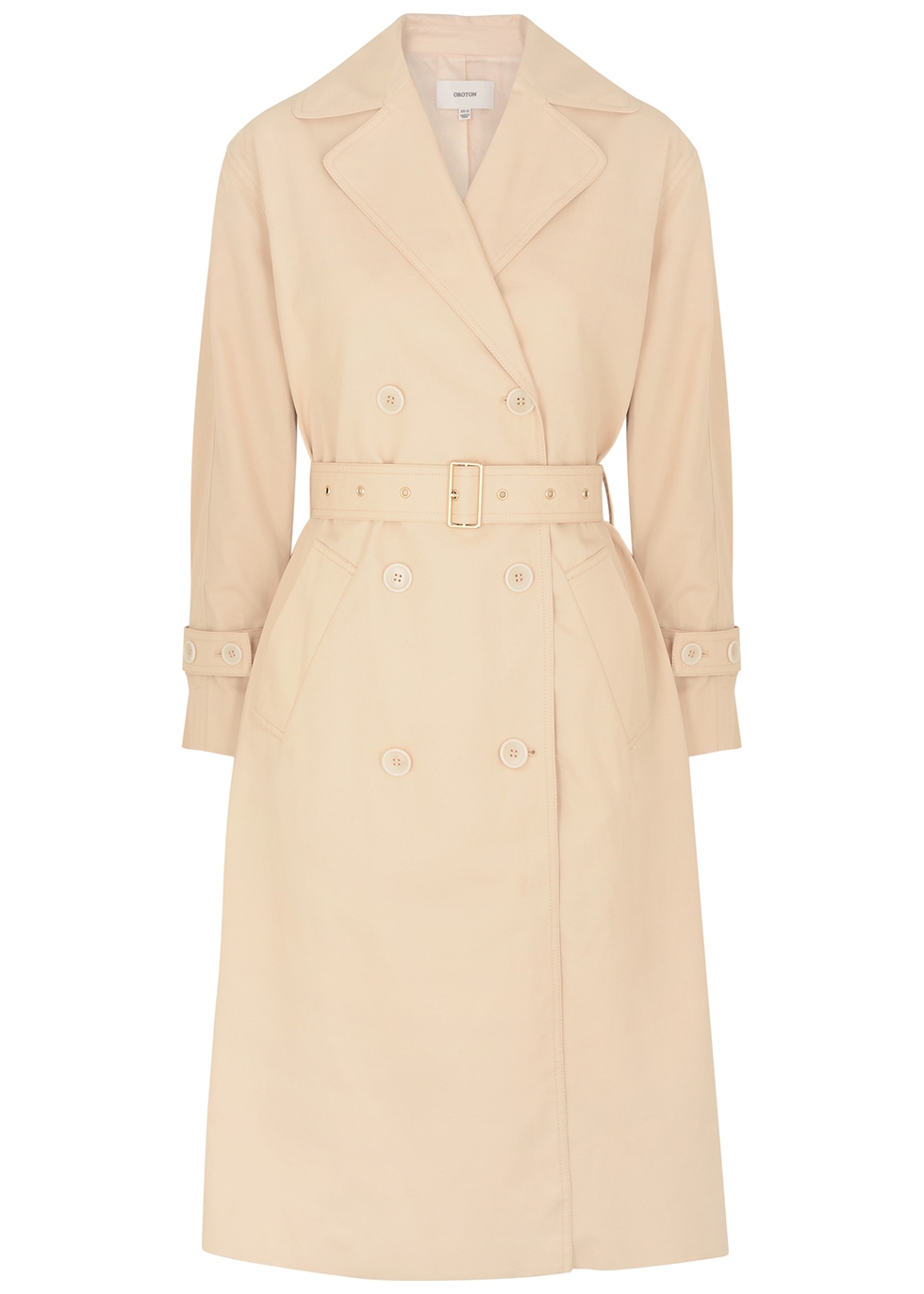Blush double-breasted cotton-blend trench coat