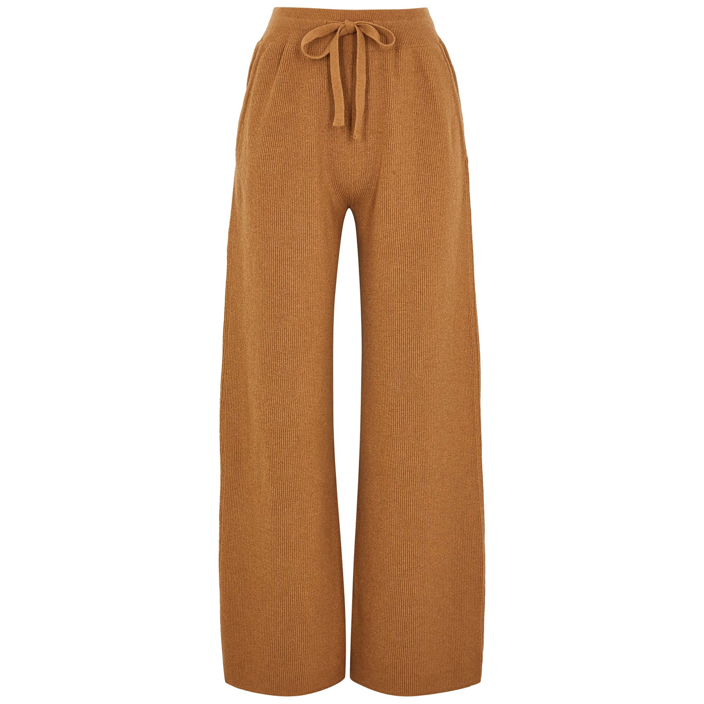 Nanushka Oni Brown Wide-leg Ribbed-knit Trousers