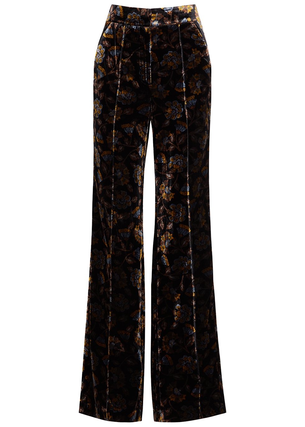 Veronica Beard Edia floral-print wide-leg velvet trousers - Harvey Nichols