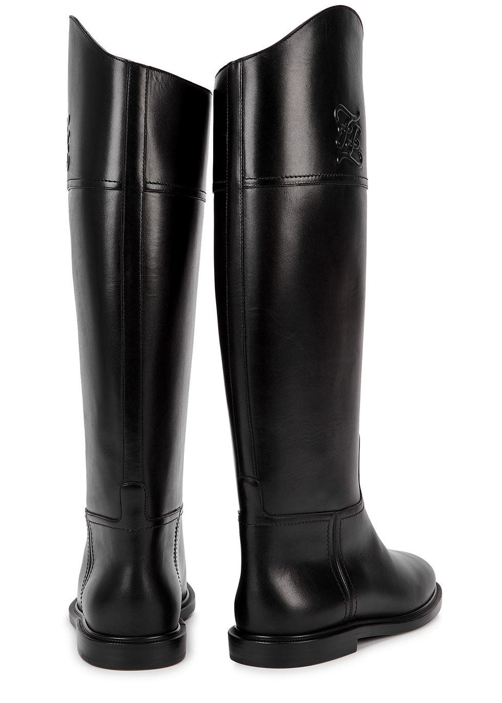 Fendi Karligraphy black leather knee-high boots - Harvey Nichols
