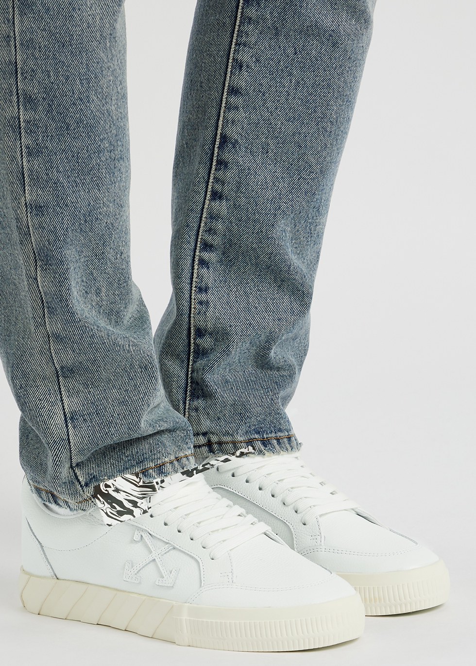 Off-White Vulcanized white leather sneakers - Harvey Nichols