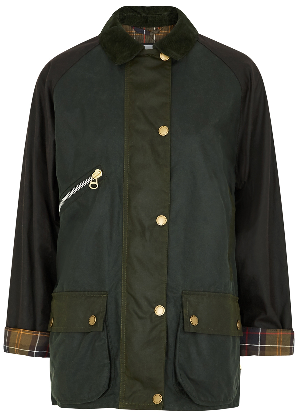 Barbour by ALEXACHUNG Benedict green panelled waxed cotton jacket
