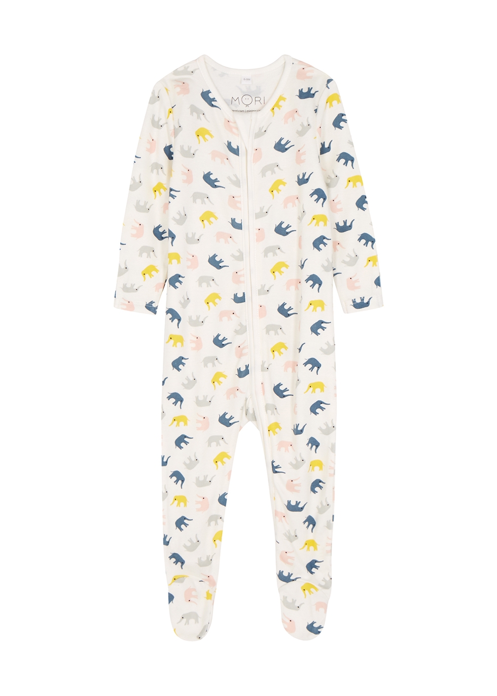 Mori Babies' Elephant-print Jersey Sleepsuit