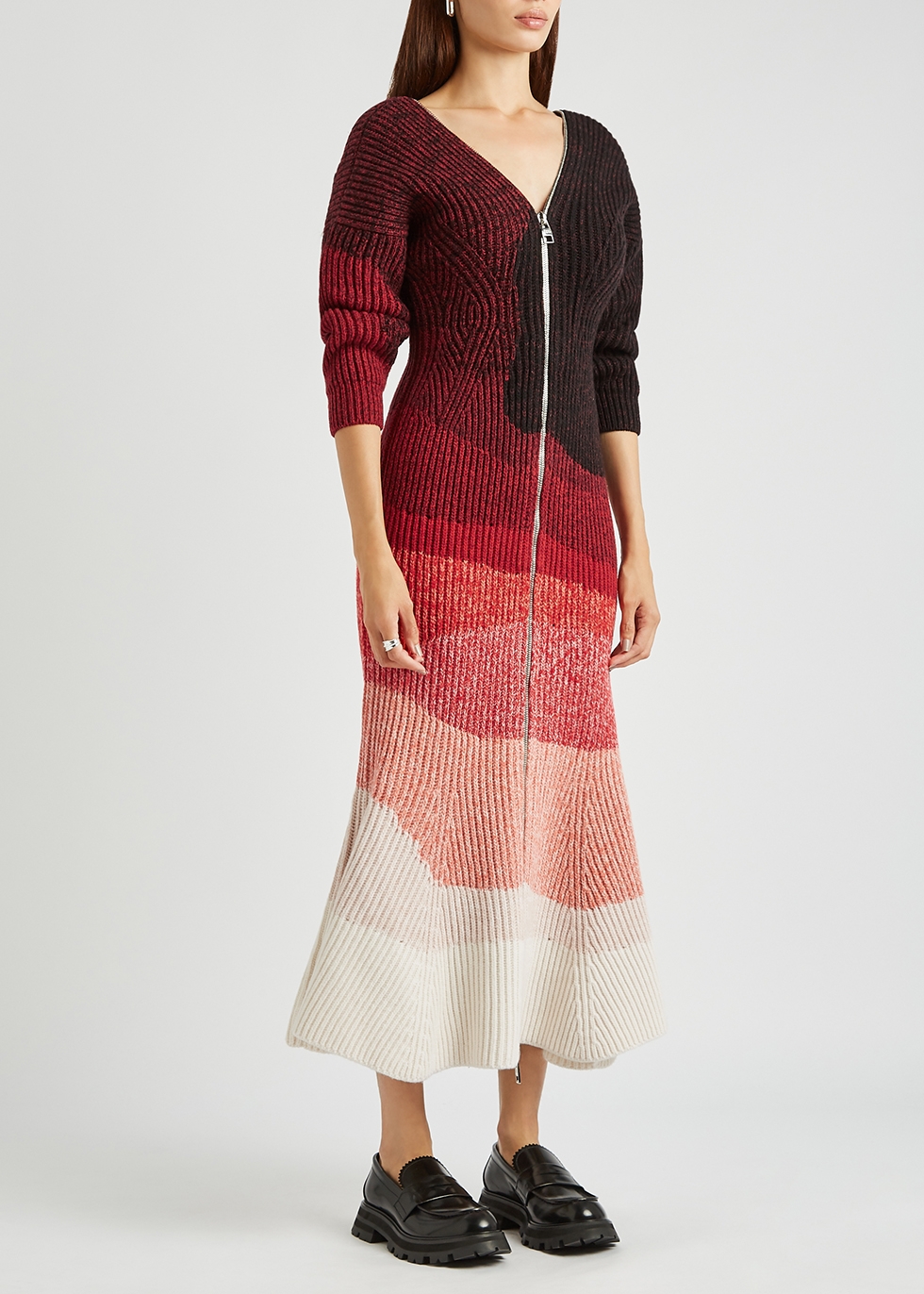Alexander McQueen Dégradé colour-blocked wool dress - Harvey Nichols
