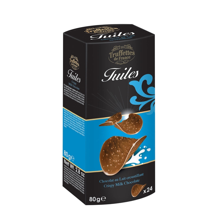 TRUFFETTES DE FRANCE Tuiles Crispy Milk Chocolate Thins 80g