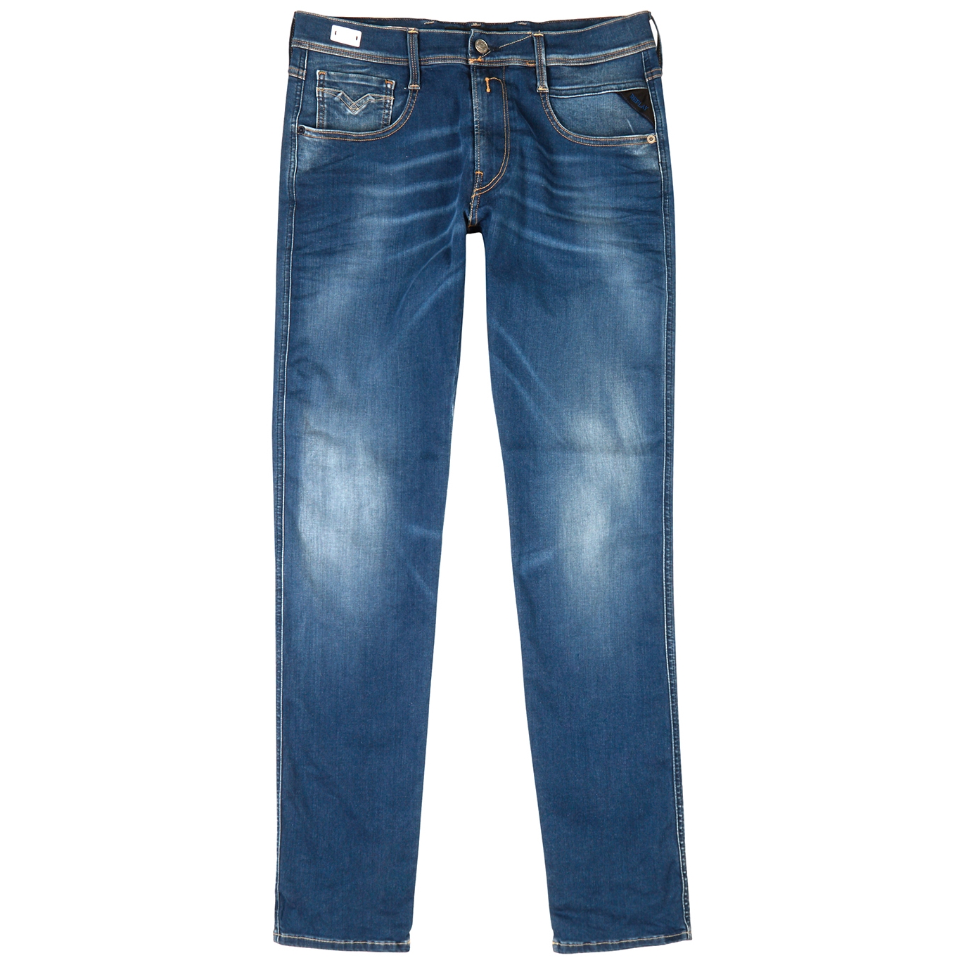 Replay Anbass Hyperflex Re-used Blue Slim-leg Jeans In Mid Blu