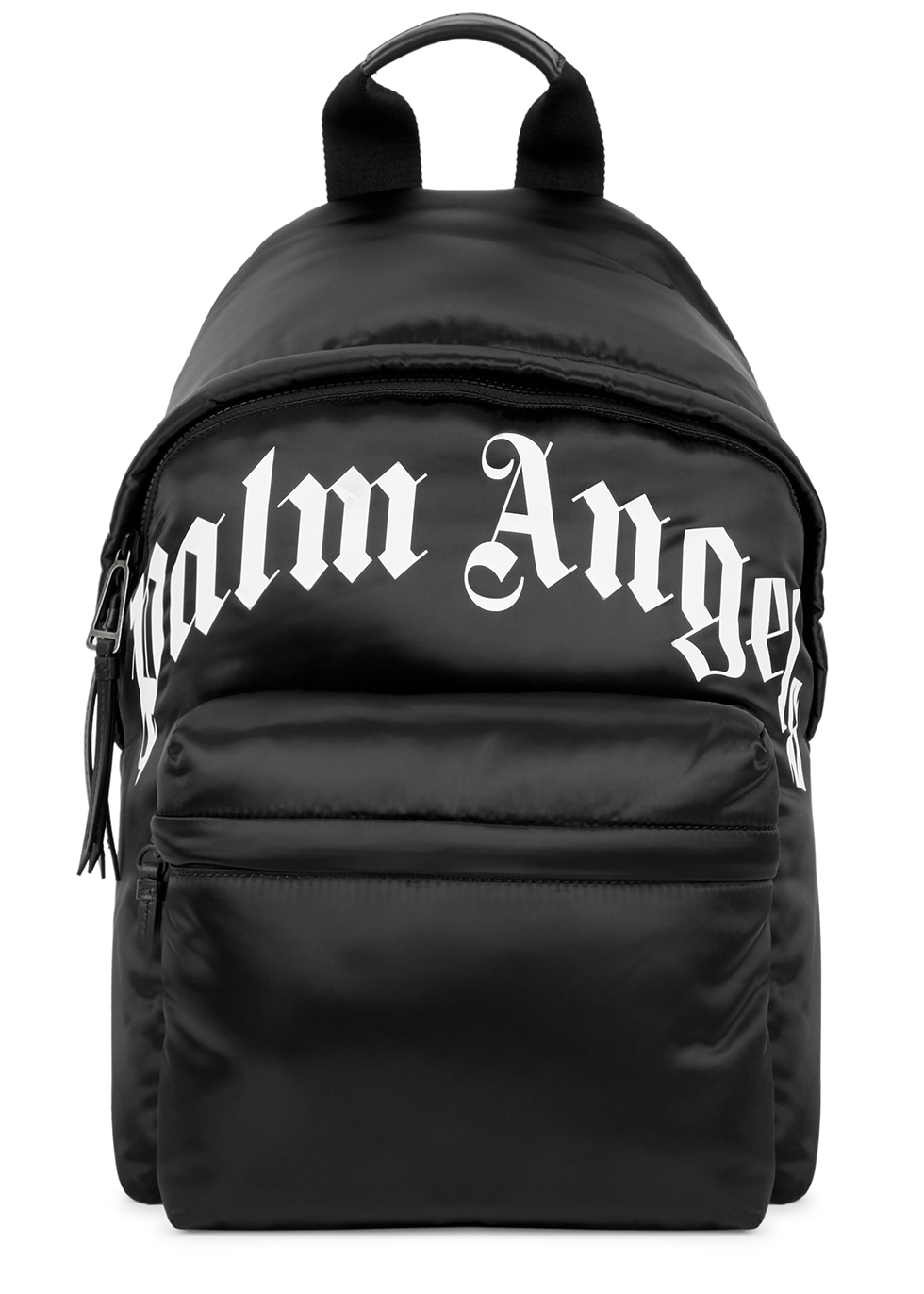 Black logo-print satin backpack