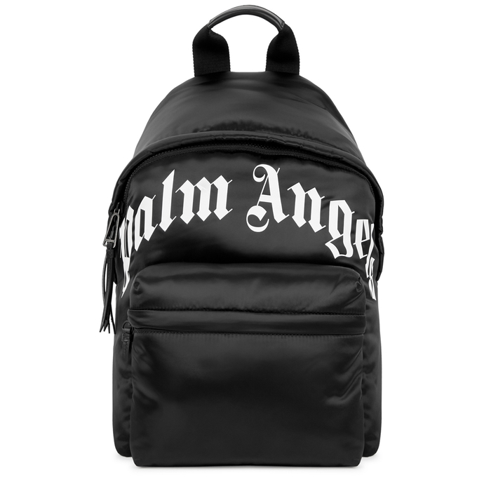 Palm Angels Black Logo-print Satin Backpack