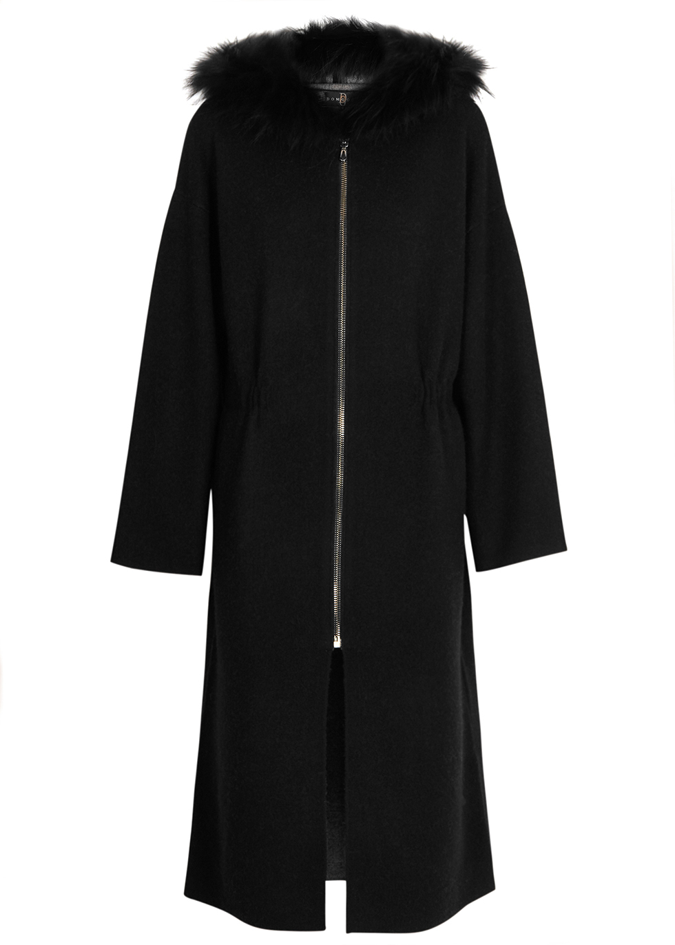 Dom Goor Black Fur-trimmed Wool-blend Coat In Black And Grey | ModeSens