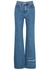 Blue logo-print bootcut jeans - JW Anderson
