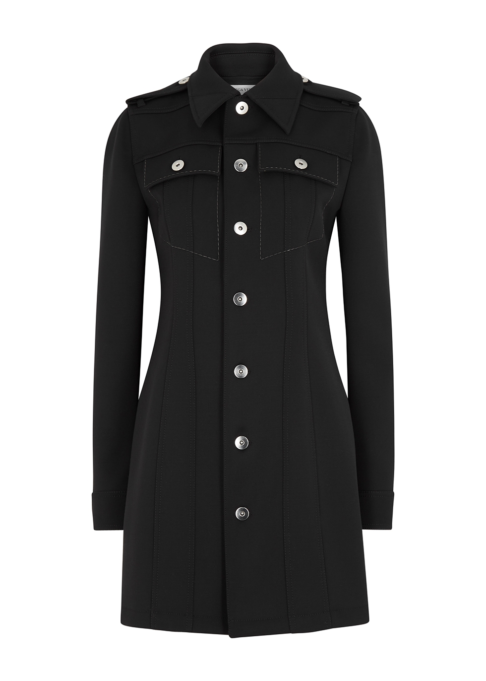 Black wool-blend shirt dress