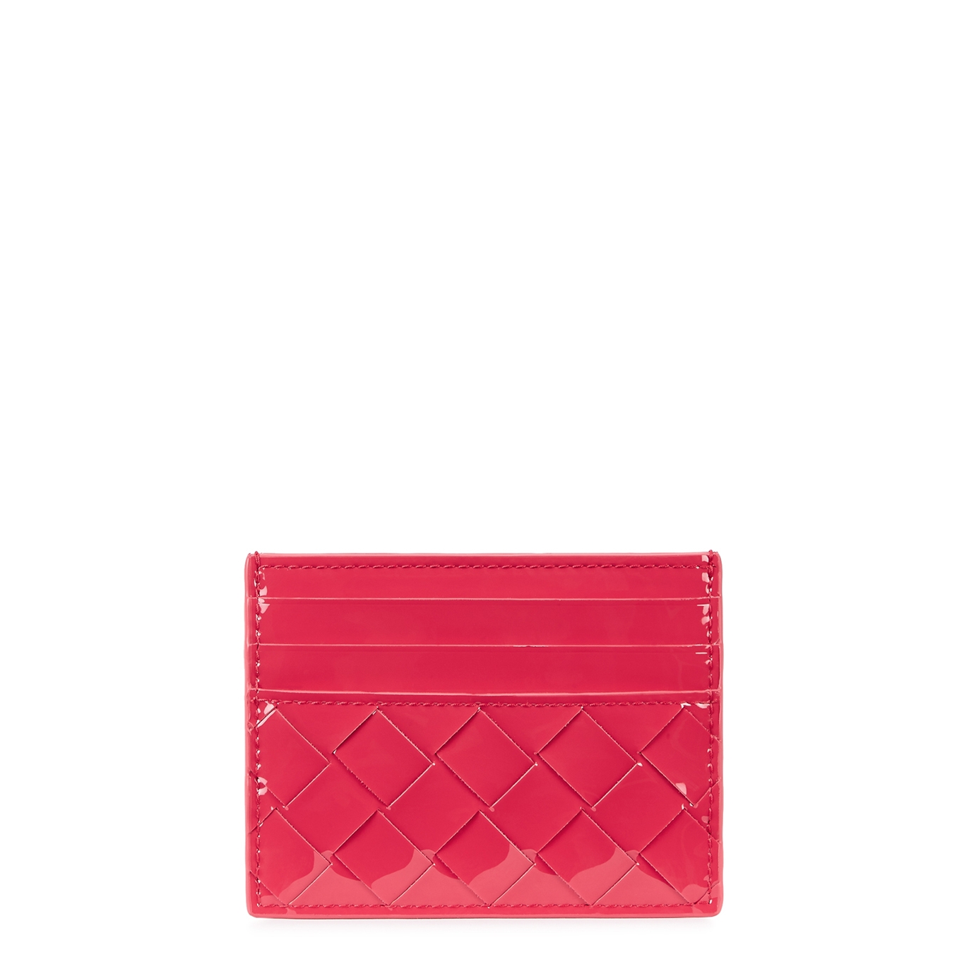 Bottega Veneta Intrecciato Pink Patent Leather Card Holder