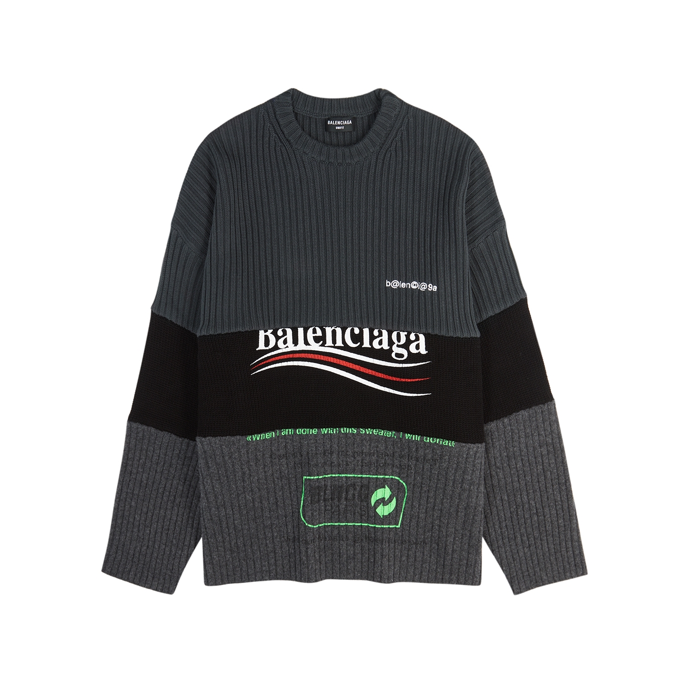 Balenciaga Logo-print Panelled Cotton And Wool Sweatshirt - XL