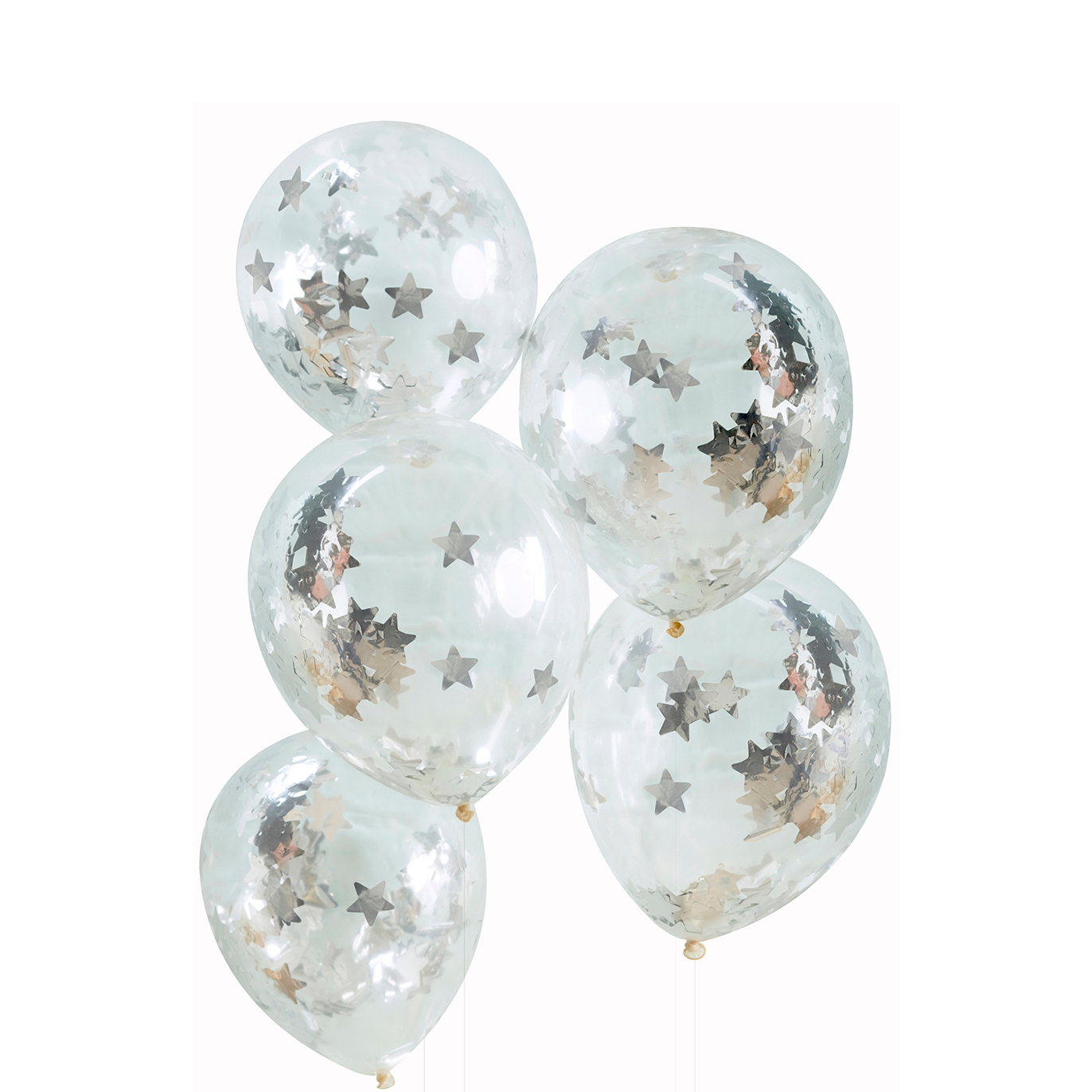 Ginger Ray Silver Star Confetti Balloons X 5