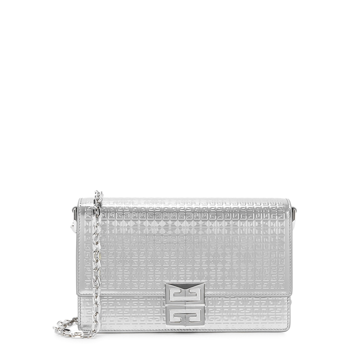 Givenchy 4G Silver Monogrammed Leather Wallet-on-chain