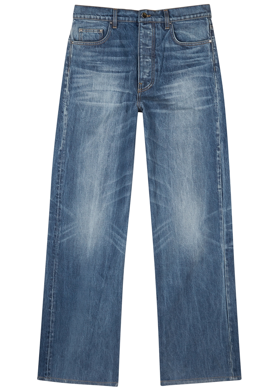 Faded blue wide-leg jeans