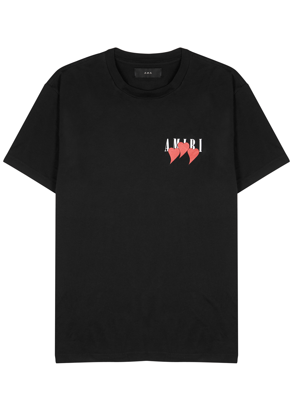 Amiri Three Hearts Black Cotton T-shirt | ModeSens