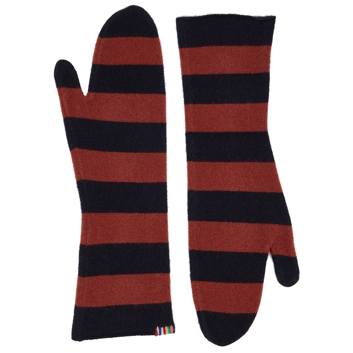 Extreme Cashmere N°165 Nina Striped Cashmere-blend Mittens