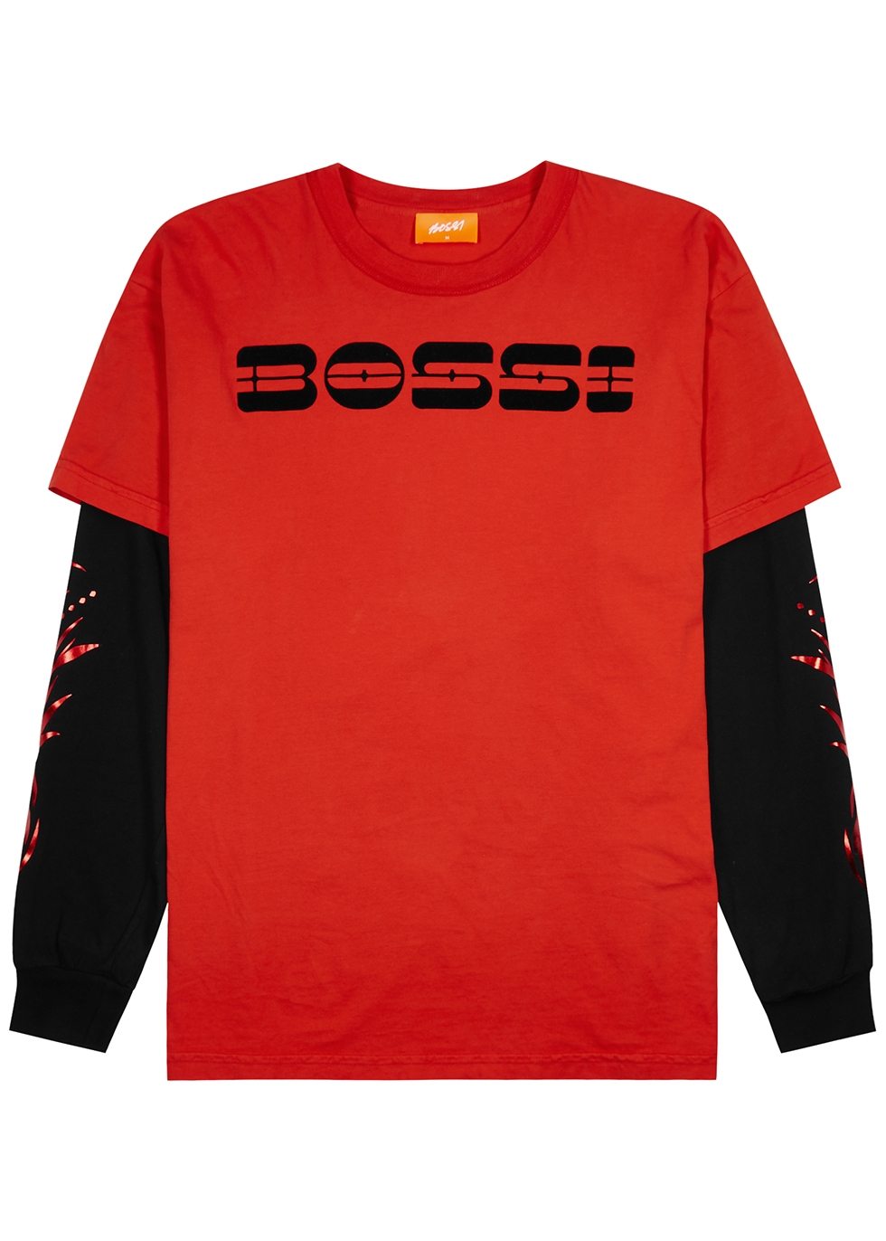 BOSSI Sportswear Red and black layered cotton top