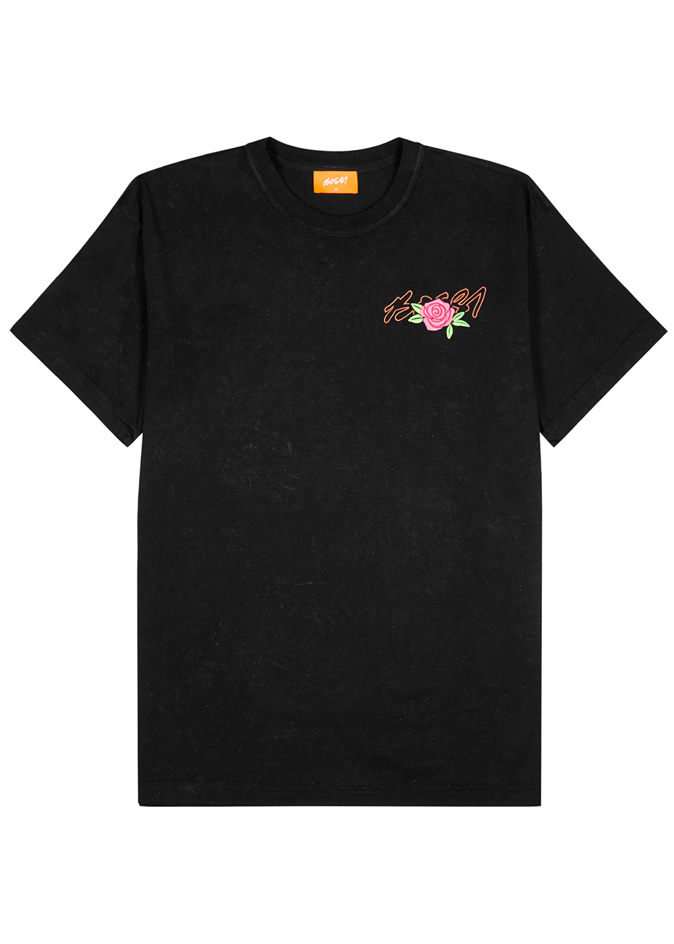 BOSSI Sportswear Black logo-embroidered cotton T-shirt