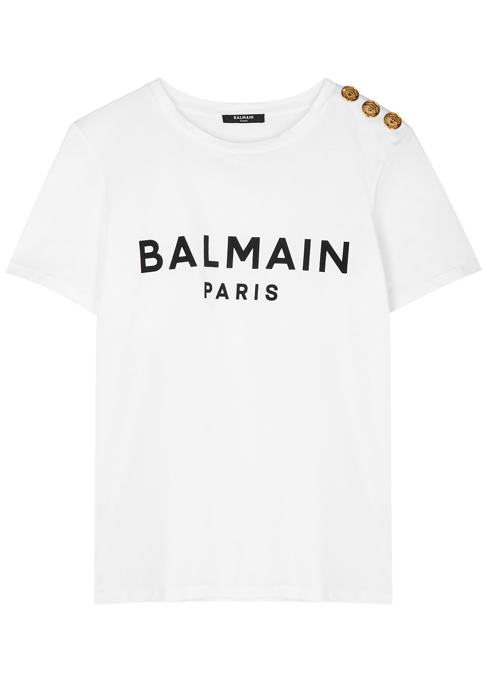 Balmain White logo-flocked cotton T-shirt - Harvey Nichols