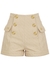 Sand monogrammed cotton-twill shorts - Balmain