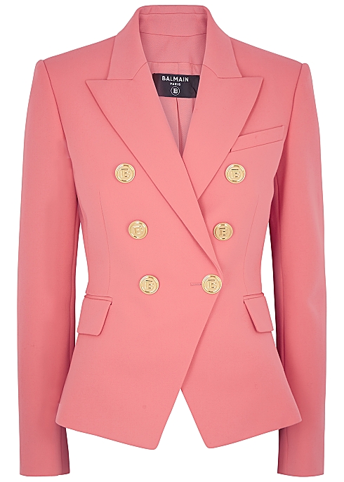 Balmain Pink double-breasted wool blazer Nichols