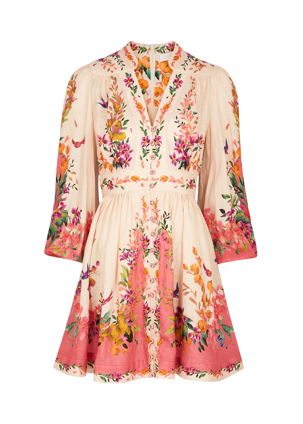Tropicana floral-print linen mini dress