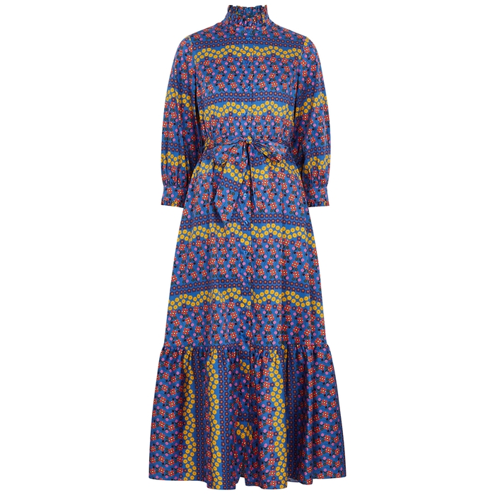 Borgo De Nor Demi Blue Floral-print Maxi Dress