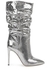 105 silver python-effect leather knee-high boots - Paris Texas