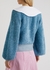 Blue cropped tinsel-knit cardigan - Ganni