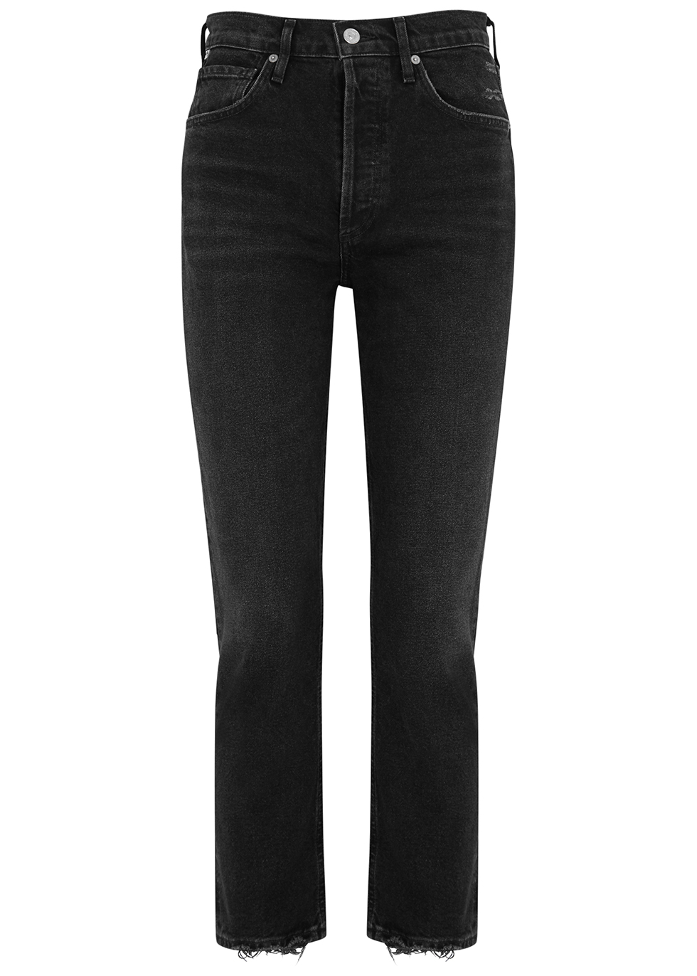 Jolene black distressed slim-leg jeans