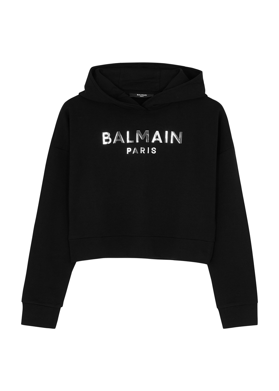 Balmain KIDS Black logo hooded cotton sweatshirt (12-16 years) - Harvey ...
