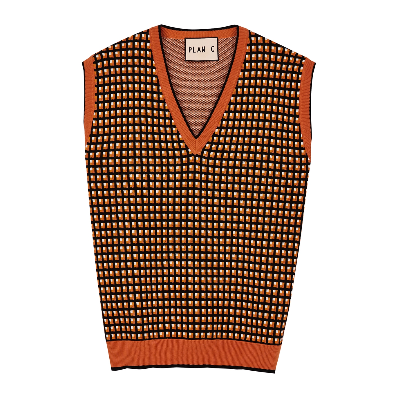 Plan C Checked Knitted Cotton Vest - Multicoloured - 8