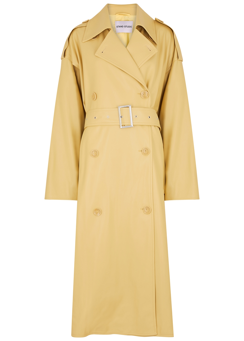 Hope honey faux leather trench coat